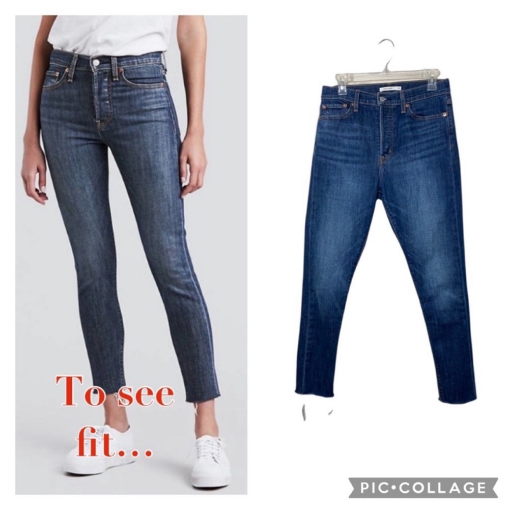 Levi’s Wedgie Skinny High Rise Fray Hem Medium Wash Button Fly Jeans Size 29”